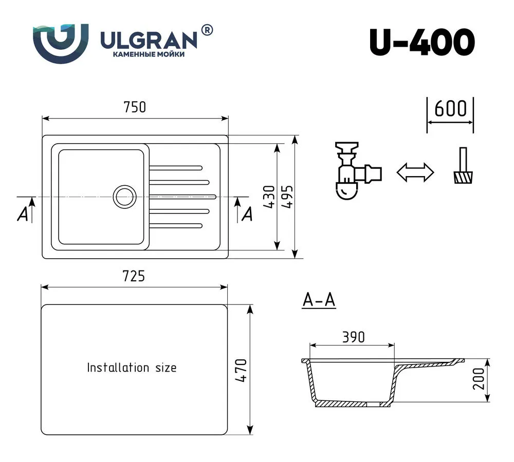 Купить Мойка Ulgran U-400-308 в нашем каталоге